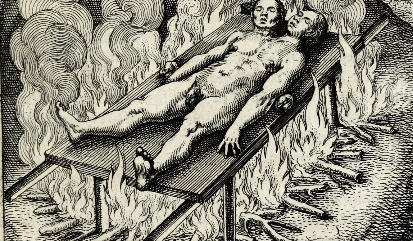 Fire in Hermaphroditus mortuo similis, in tenebris jacens, igne indiget