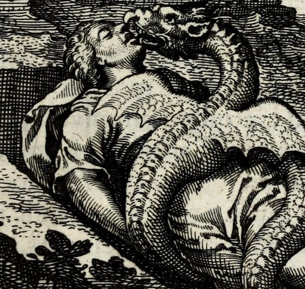 Death and the Skull in Draco mulierem, & hæc illum interimit, simulque sanguine perfunduntur