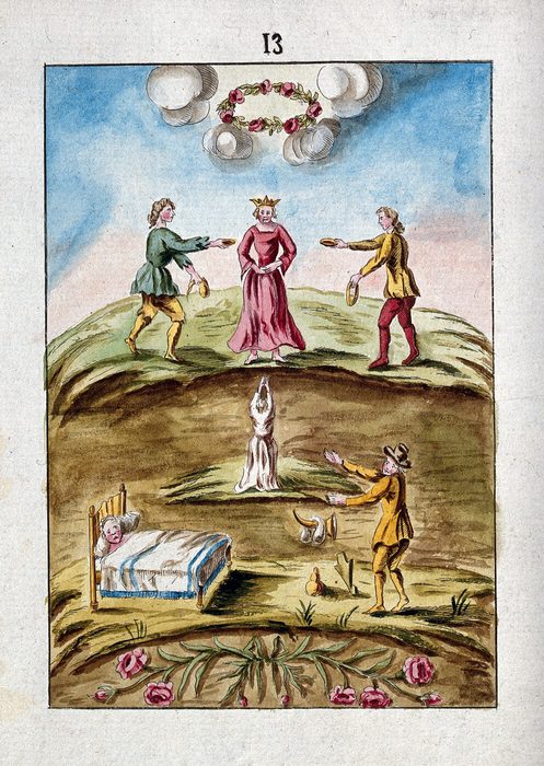 A Queen in Red is Presented with Dishes of Blood