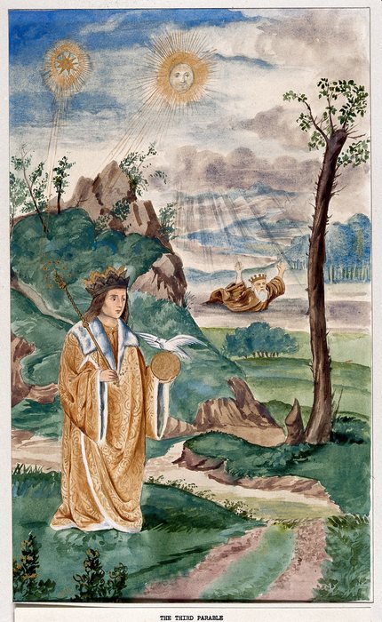 The young king with the sceptre of seven stars, Edith Annie Ibbs, after the Splendor Solis manuscript of 1582, 1900 to 1909