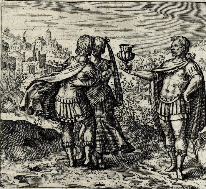 Conjunge fratrem cum sorore & propina illis poculum amoris, Matthaus Merian, attributed, for Michael Maier