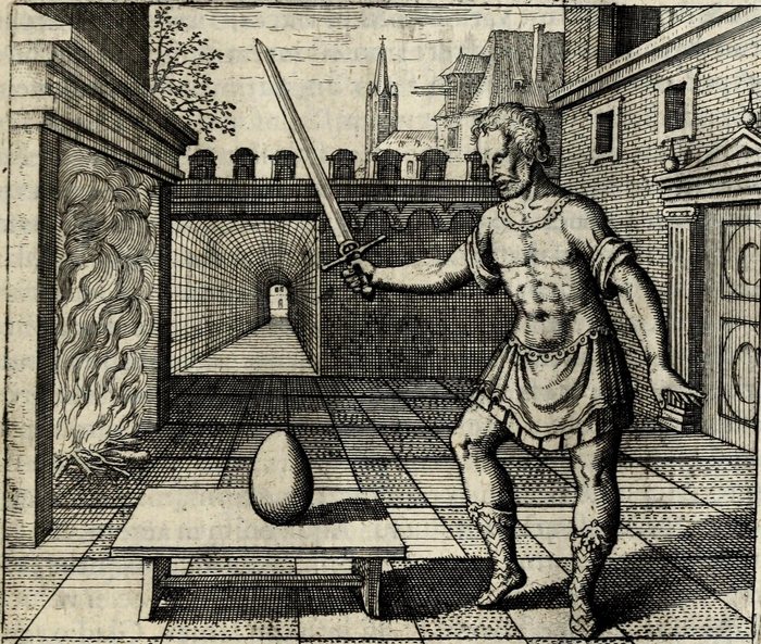 Accipe ovum & igneo percute gladio, Matthaus Merian, attributed, for Michael Maier