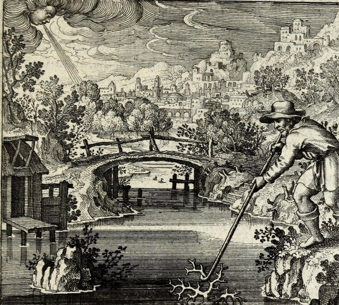 Corallus sub aquis ut crescit & aëre induratur, sic lapis, Matthaus Merian, attributed, for Michael Maier, 1618