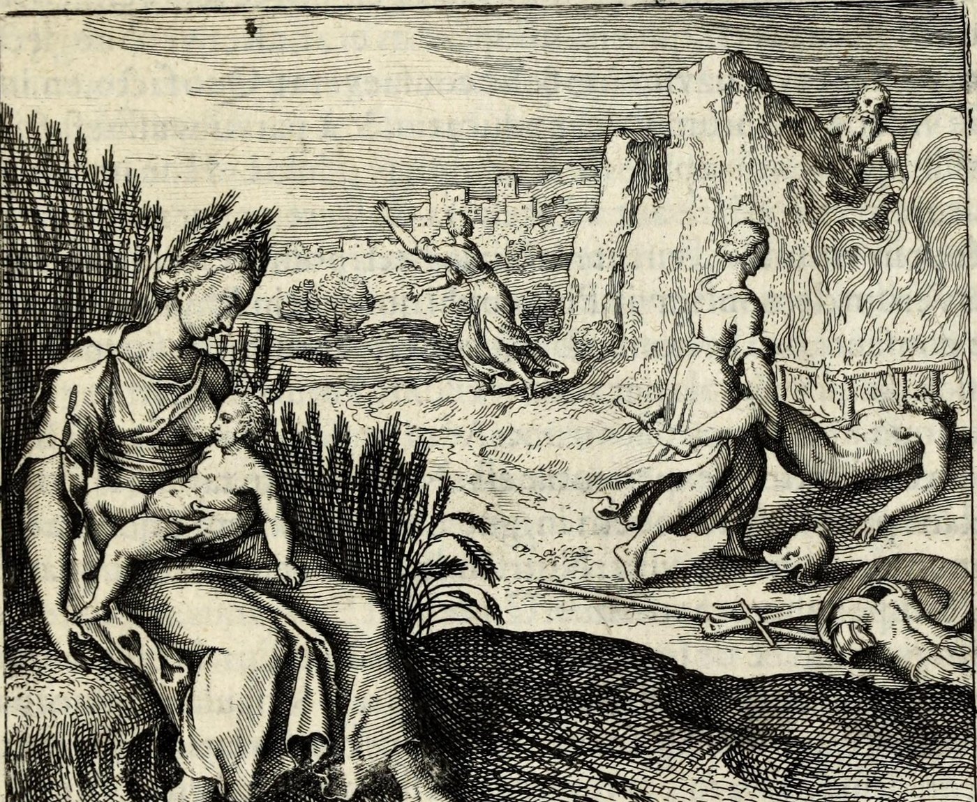 Ceres Triptolemum, Thetis Achillem, ut sub igne morari assuefecit, sic artifex lapidem