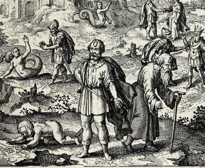 Oedypus Sphynge superata & trucidato Lajo patre matrem ducit in uxorem, Matthaus Merian, attributed, for Michael Maier
