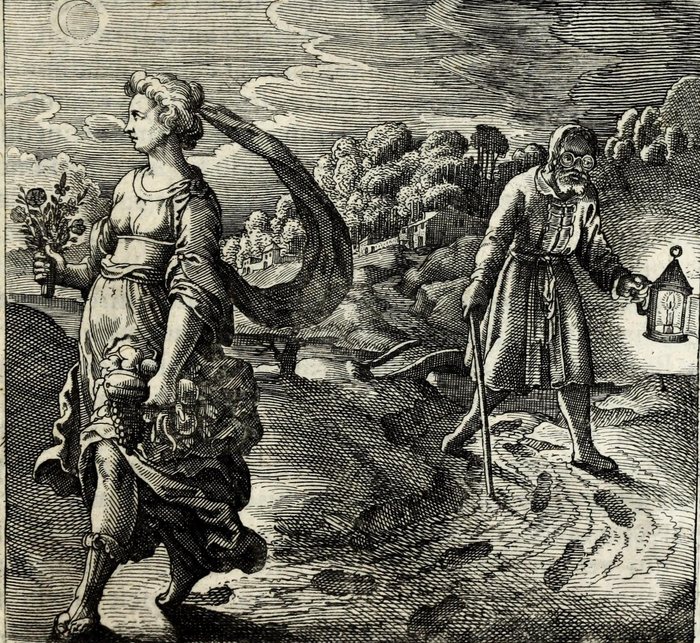 In Chymicis versanti Natura, Ratio, Experientia & lectio, sint Dux, scipio, perspicilia & lampas, Matthaus Merian, attributed, for Michael Maier
