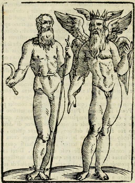 Imagine di Saturno, & del Tempo, che co' piedi legati di fil di lana, An unsigned block, for Vincenzo Cartari and Lorenzo Pignoria, 1615, the edition revised by Lorenzo Pignoria