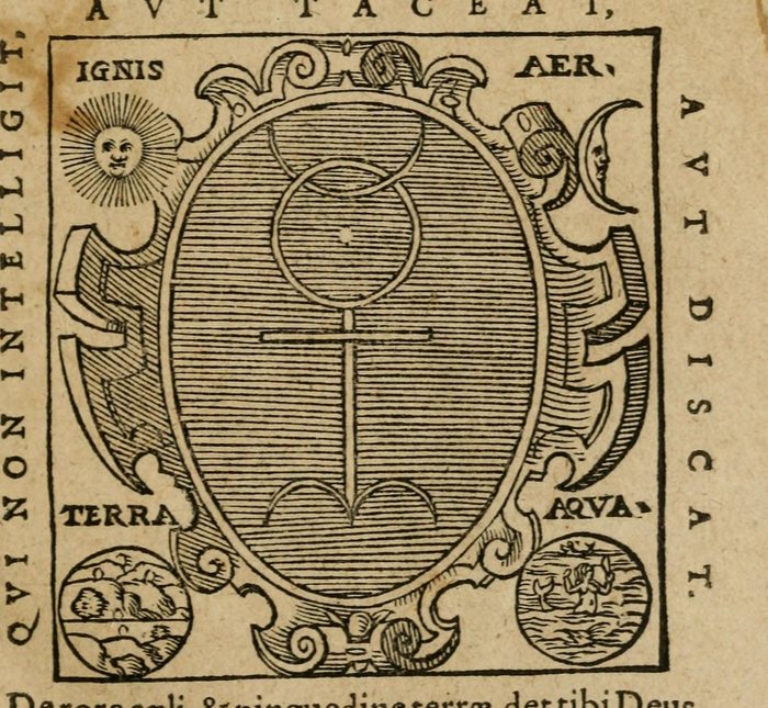 Monas Hieroglyphica, the hieroglyphic monad on the title, John Dee, 1564, this printing 1591