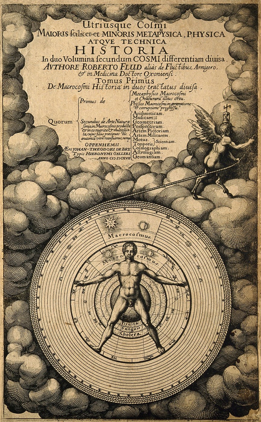 Man the Microcosm, the title page of Utriusque Cosmi Historia