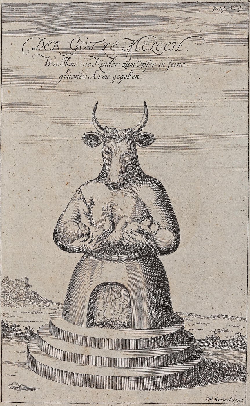 The idol Moloch with the children in his arms