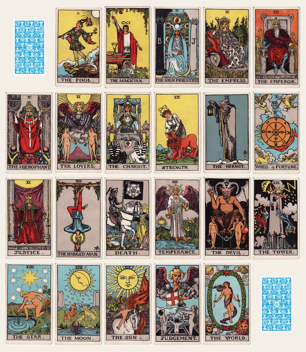 The Major Arcana, on one sheet, Pamela Colman Smith